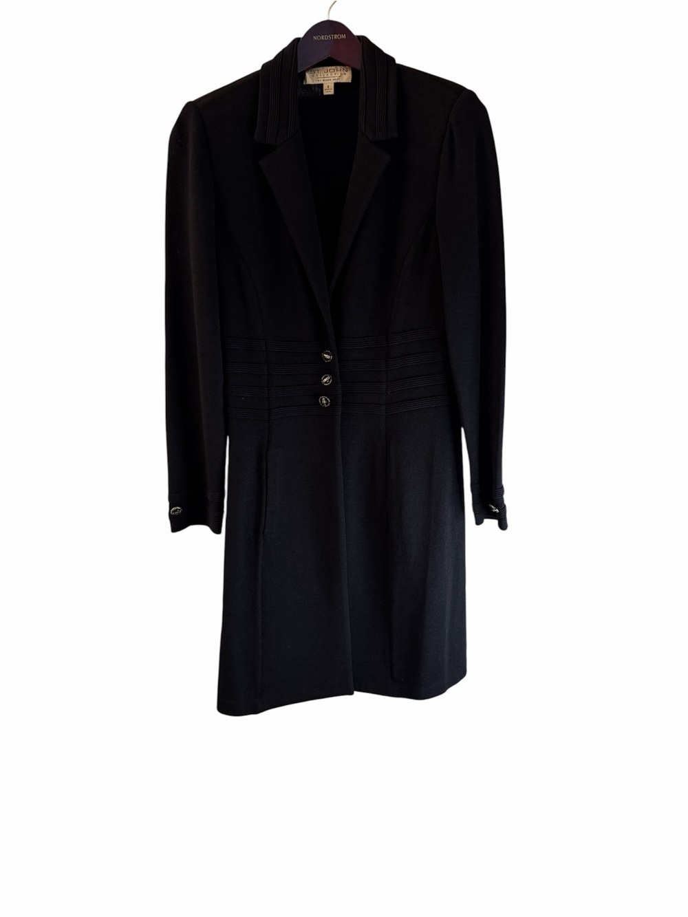 St. John Black Longline Trench Coat